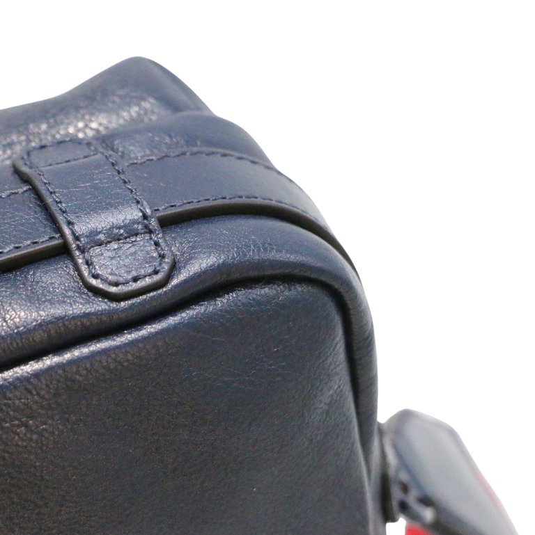 Gucci Double G Leather Messenger Bag Marine Blue 725696