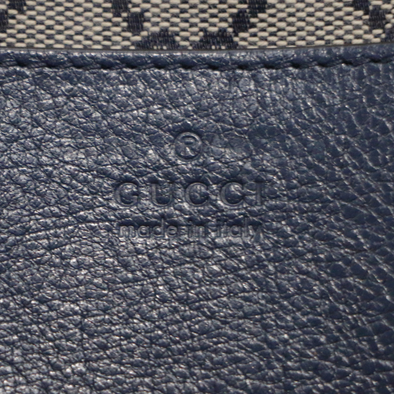 Gucci Double G Leather Messenger Bag Marine Blue 725696