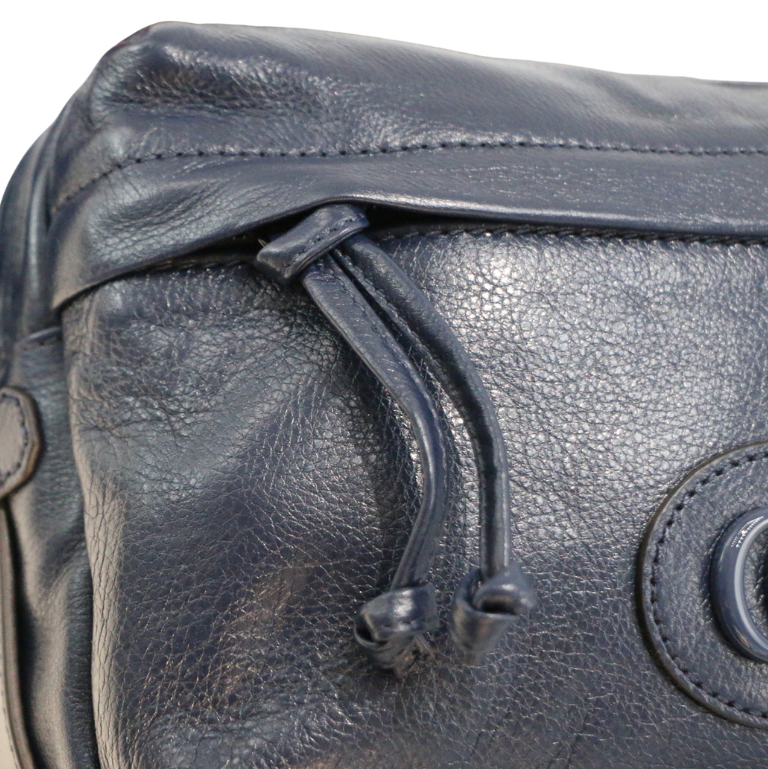 Gucci Double G Leather Messenger Bag Marine Blue 725696