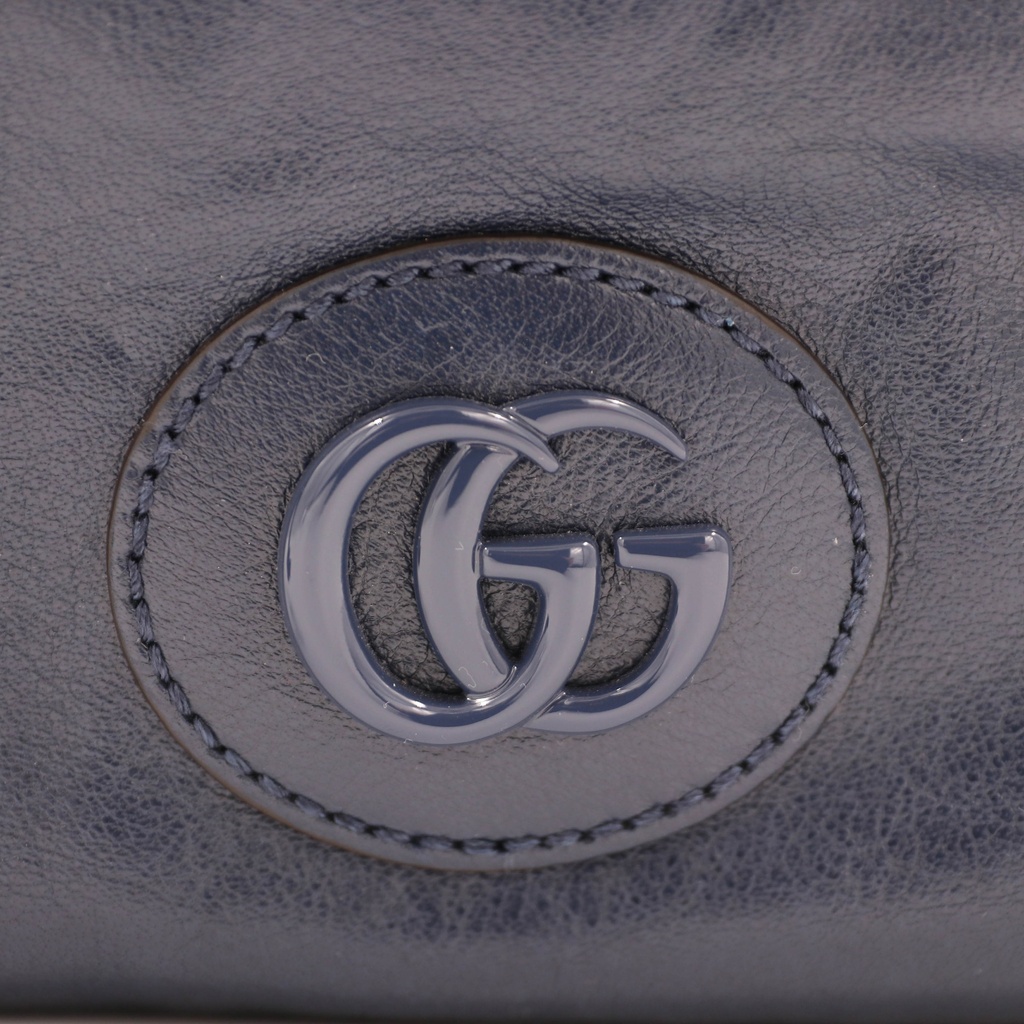 Gucci Double G Leather Messenger Bag Marine Blue 725696