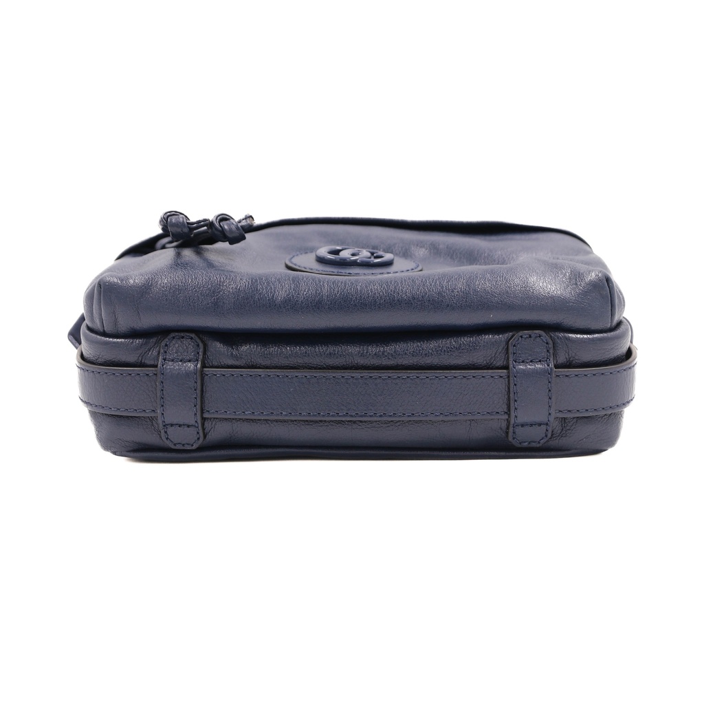 Gucci Double G Leather Messenger Bag Marine Blue 725696