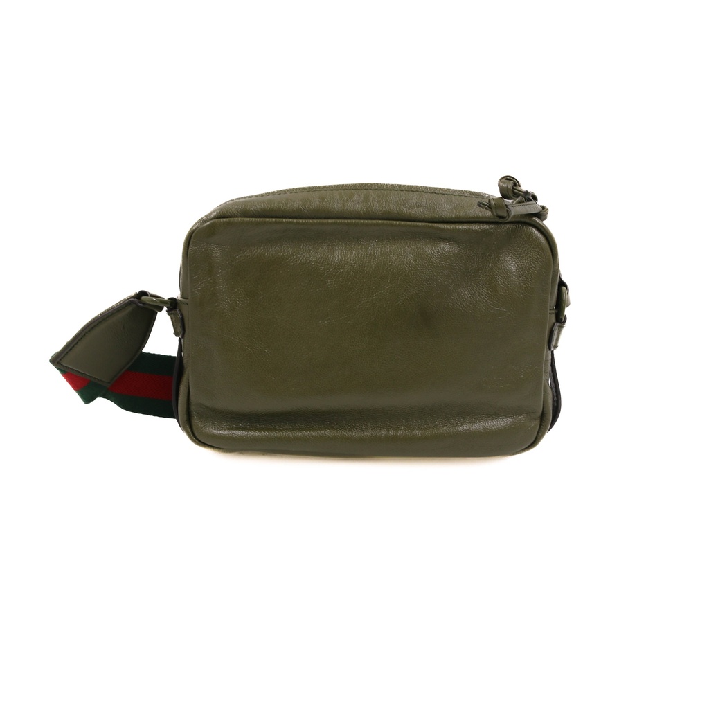 Gucci Double G Leather Messenger Bag Green 725696