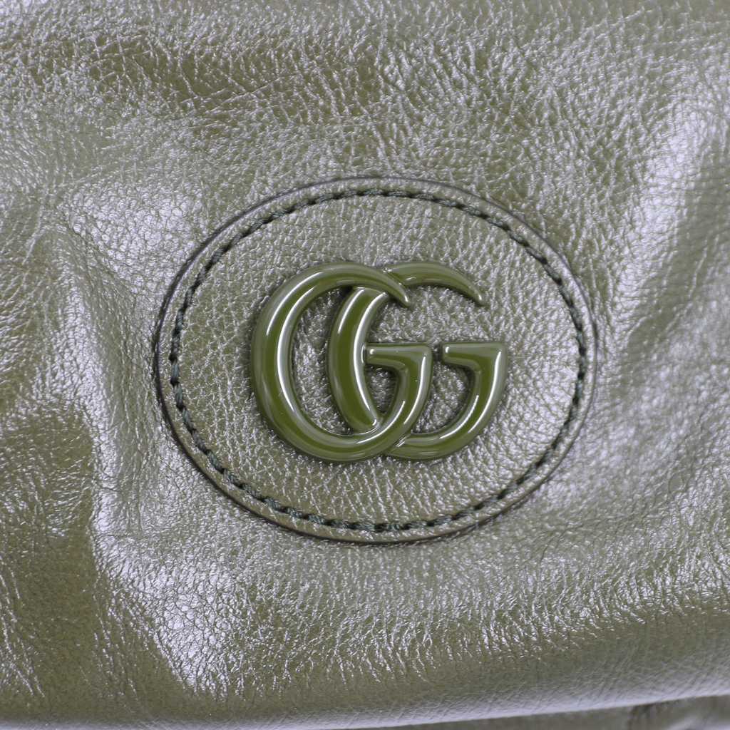 Gucci Double G Leather Messenger Bag Green 725696