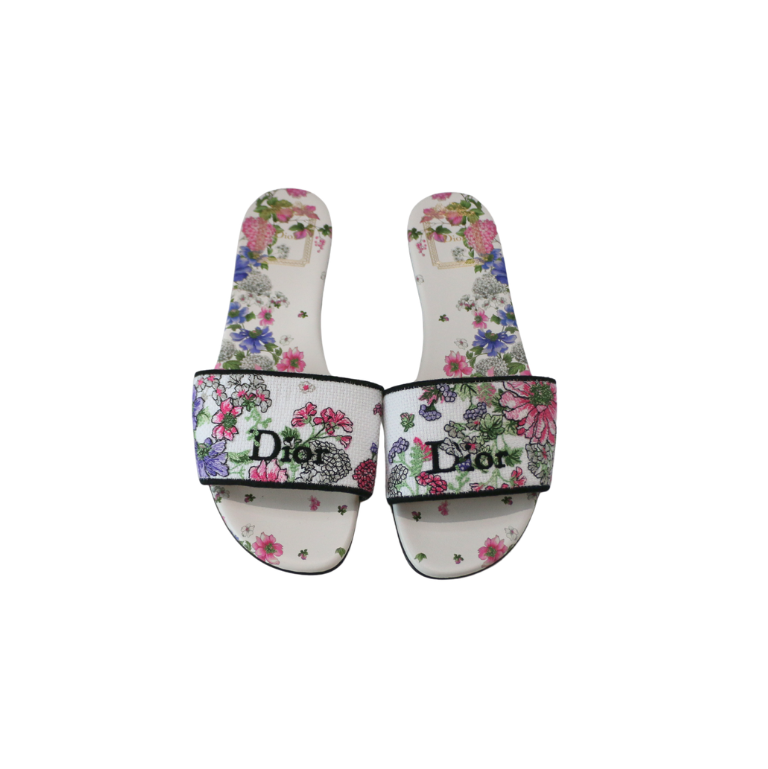 Christian Dior Dway Sandal Embroidered Multicolor Flower Size 39