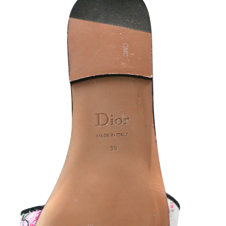 Christian Dior Dway Sandal Embroidered Multicolor Flower Size 39