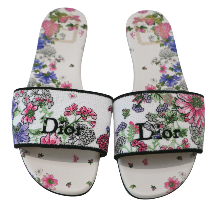 Christian Dior Dway Sandal Embroidered Multicolor Flower Size 39