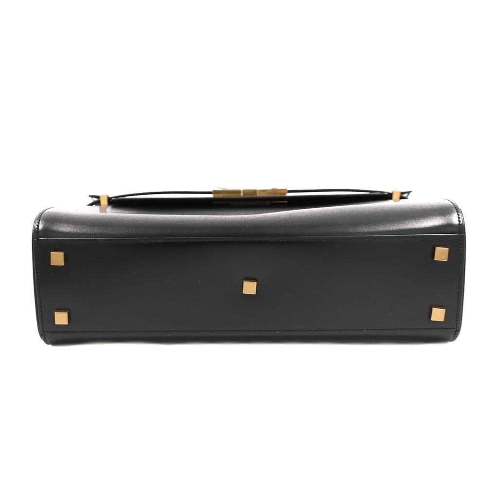 Yves Saint Laurent Manhattan Shoulder Bag in black box leather with gold-tone hardware