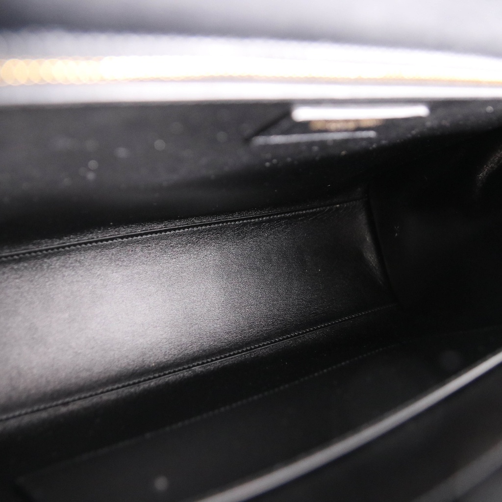 Yves Saint Laurent Manhattan Shoulder Bag in black box leather with gold-tone hardware