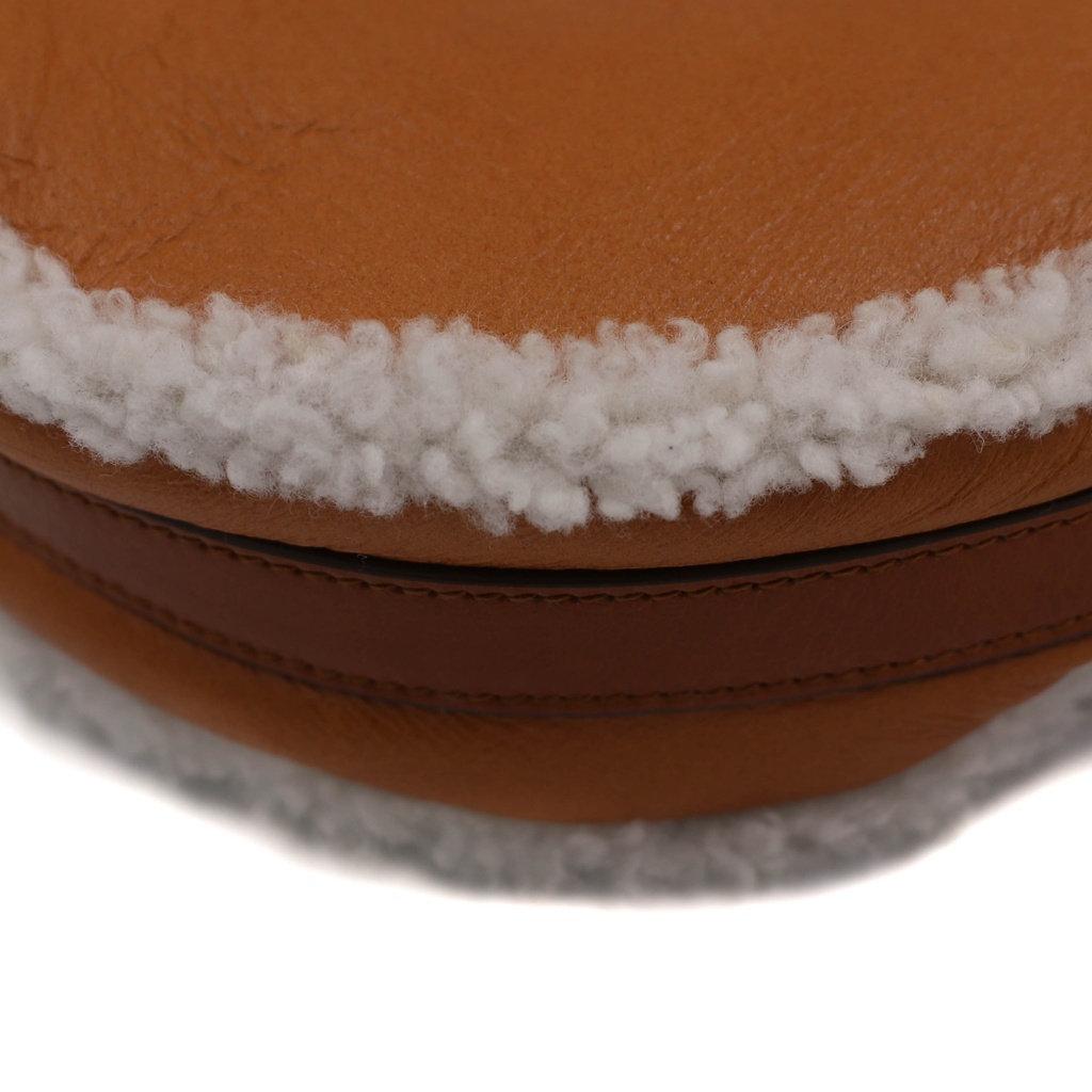 Prada Arqué Small Shearling Shoulder Bag in Beige