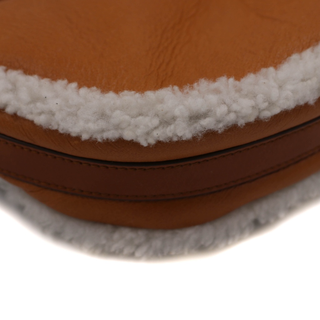 Prada Arqué Small Shearling Shoulder Bag in Beige