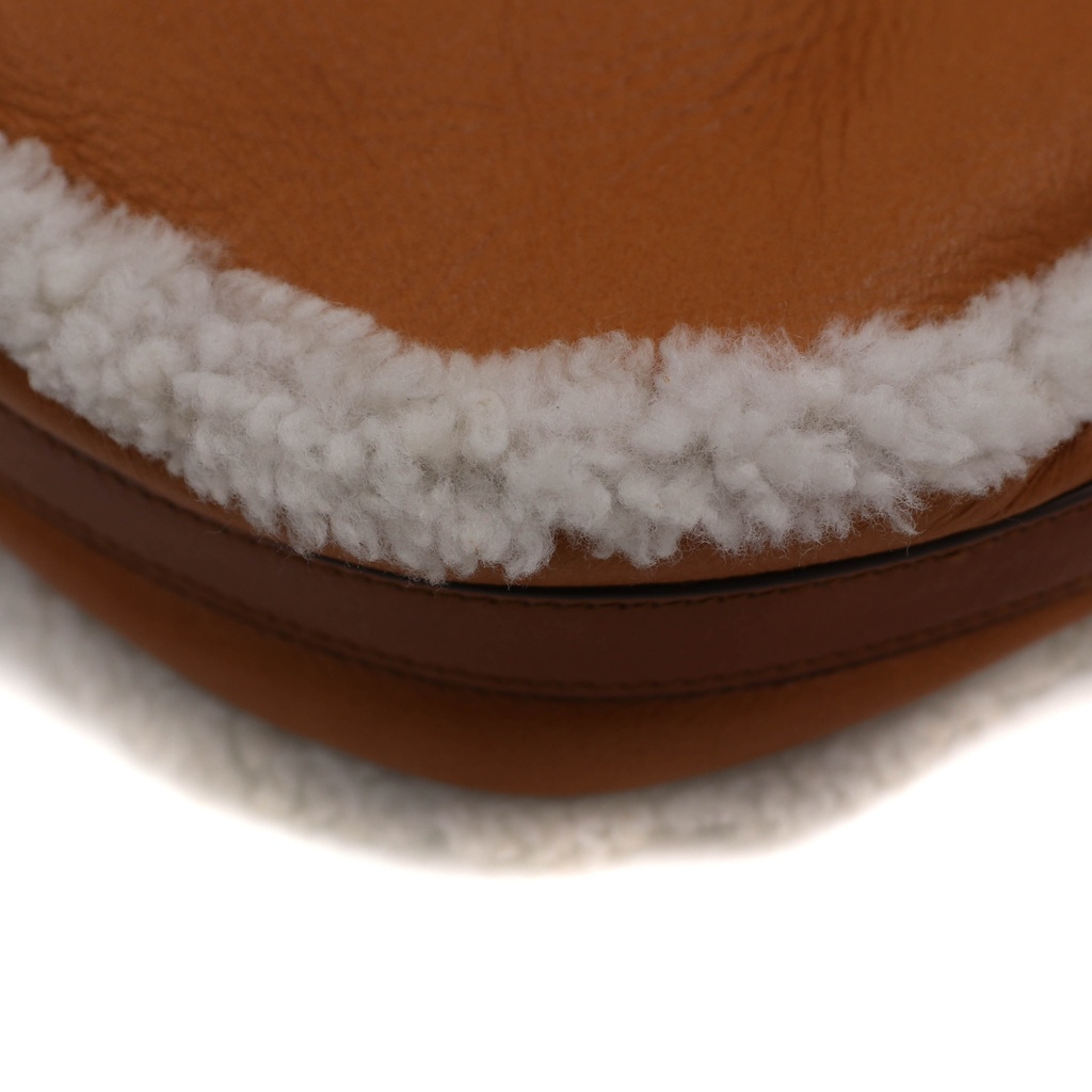 Prada Arqué Small Shearling Shoulder Bag in Beige