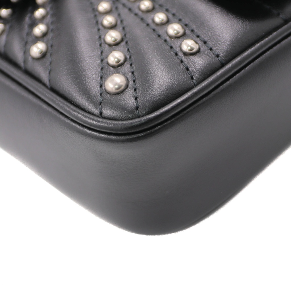 Gucci GG Marmont Chain Shoulder Bag Black with Studs 476433