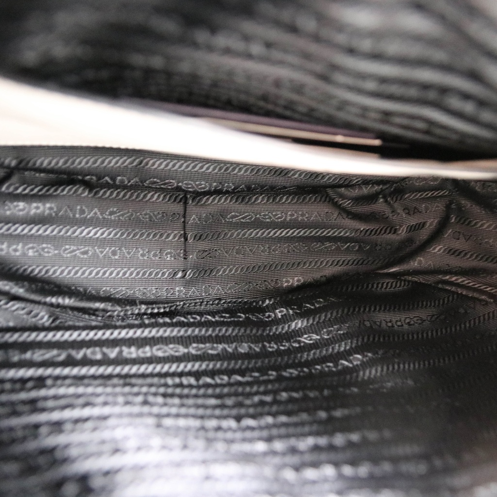 Prada Arque Leather Shoulder Bag in White