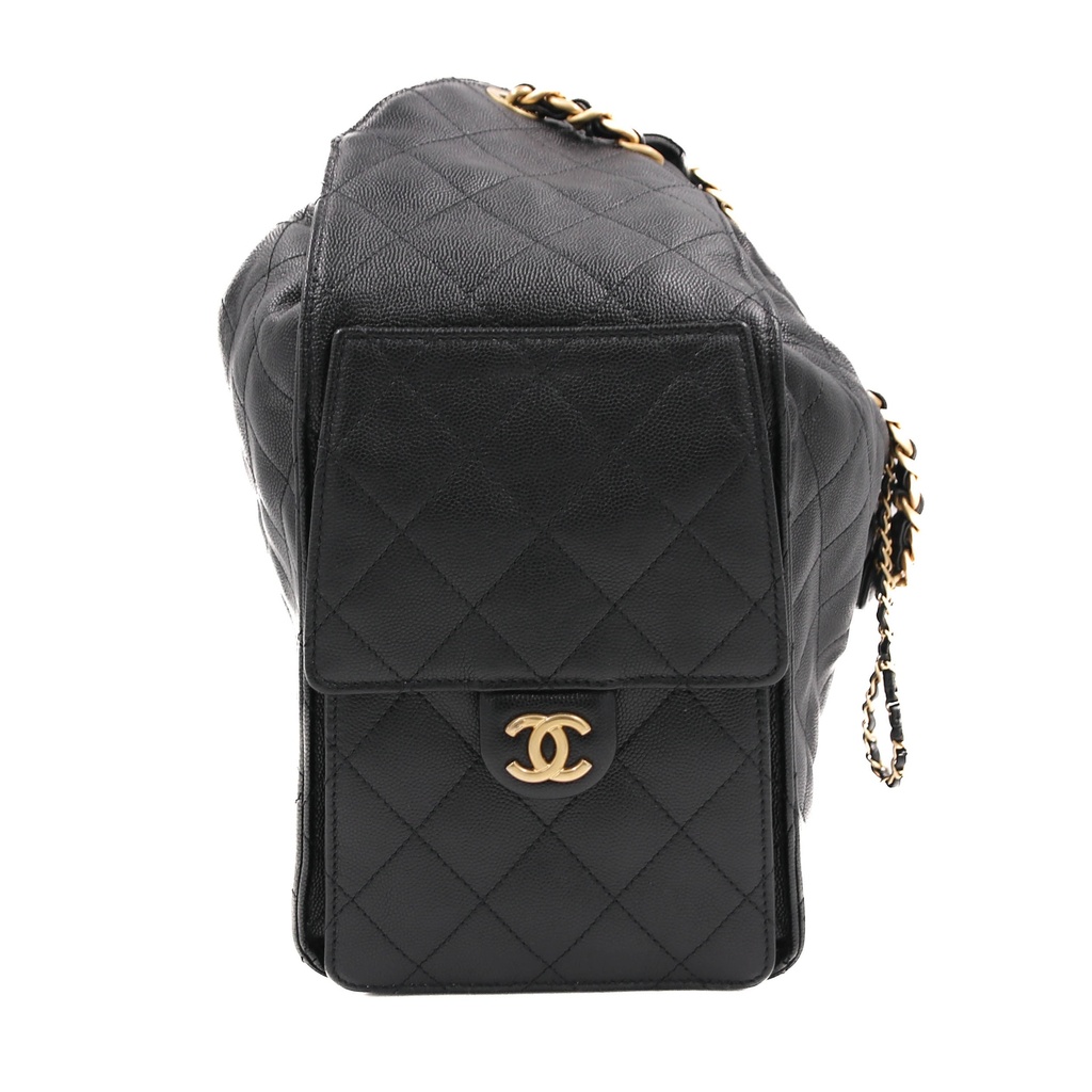 Chanel 25 Hobo bag black quilted caviar leather and finished with gold-tone hardware