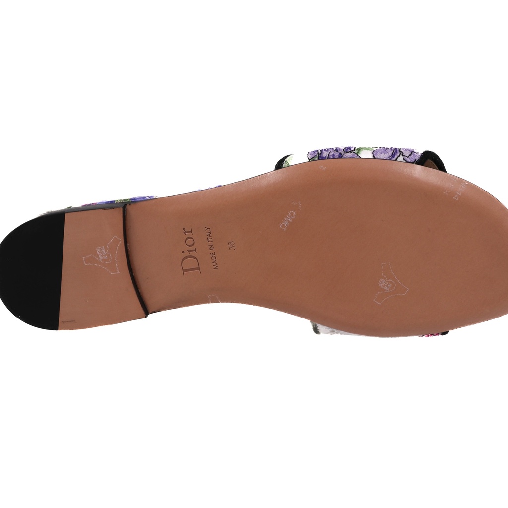 Christian Dior Dway Sandal Embroidered Multicolor Flower Size 36