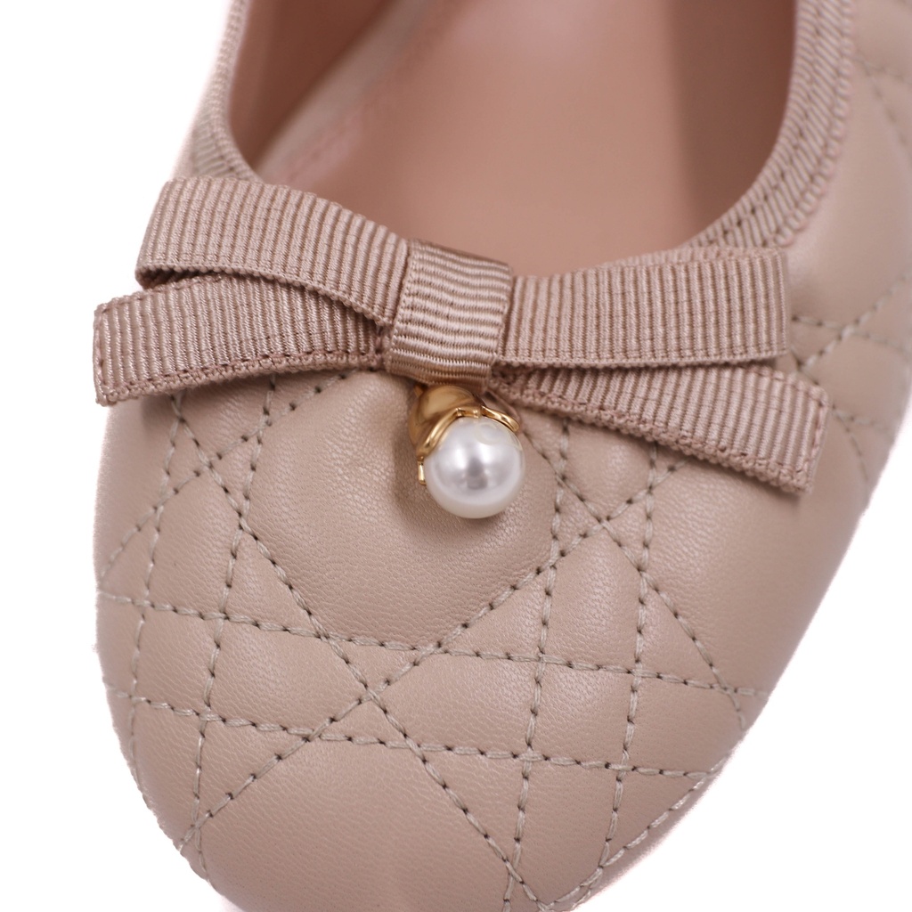 Christian Dior Ballet Slingback Pumps Lambskin Leather Beige Size 38