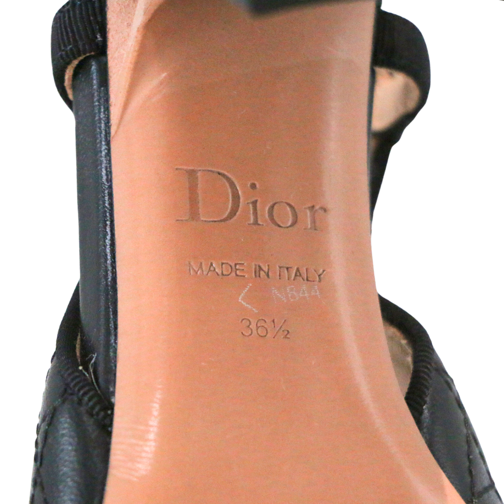Christian Dior Ballet Slingback Pumps Lamskin Leather Black Size 36 1/2