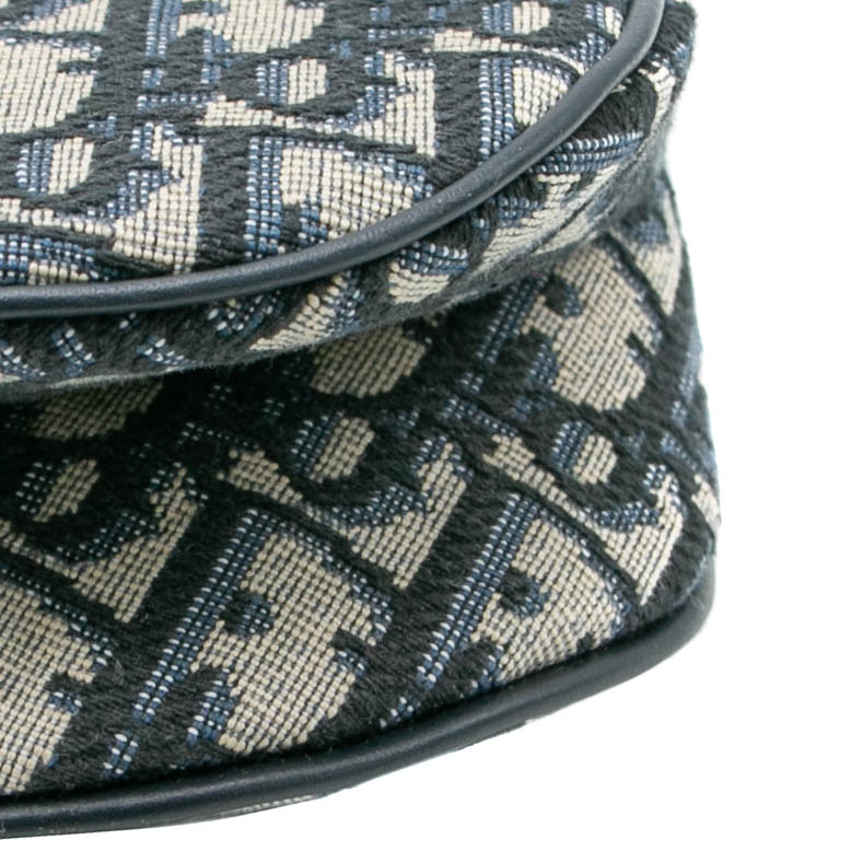 Christian Dior Mini Saddle Bag in Blue Dior Oblique Jacquard canvas