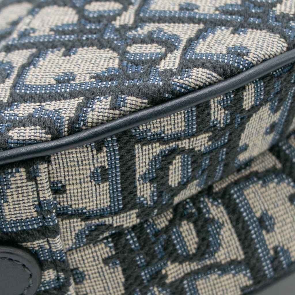Christian Dior Mini Saddle Bag in Blue Dior Oblique Jacquard canvas