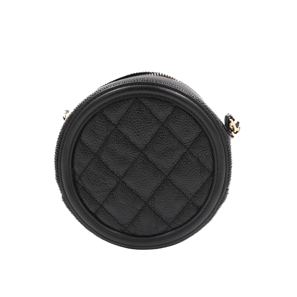 Chanel CC Filigree Calfskin Round Crossbody Bag 
