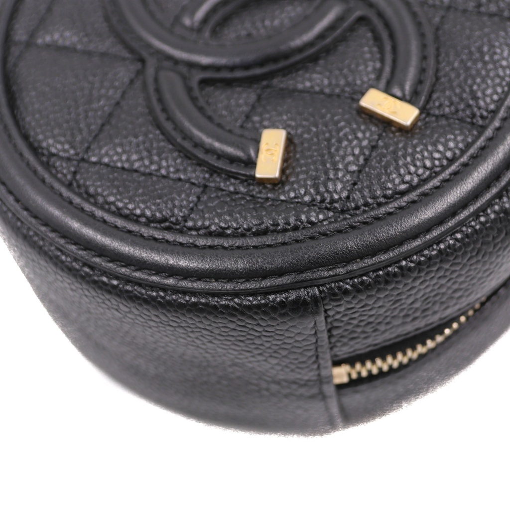 Chanel CC Filigree Calfskin Round Crossbody Bag 