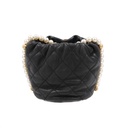 Chanel Calfskin Quilted Pearl Mini About Pearls Drawstring Bucket Bag Black