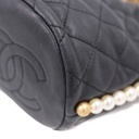 Chanel Calfskin Quilted Pearl Mini About Pearls Drawstring Bucket Bag Black