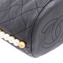 Chanel Calfskin Quilted Pearl Mini About Pearls Drawstring Bucket Bag Black