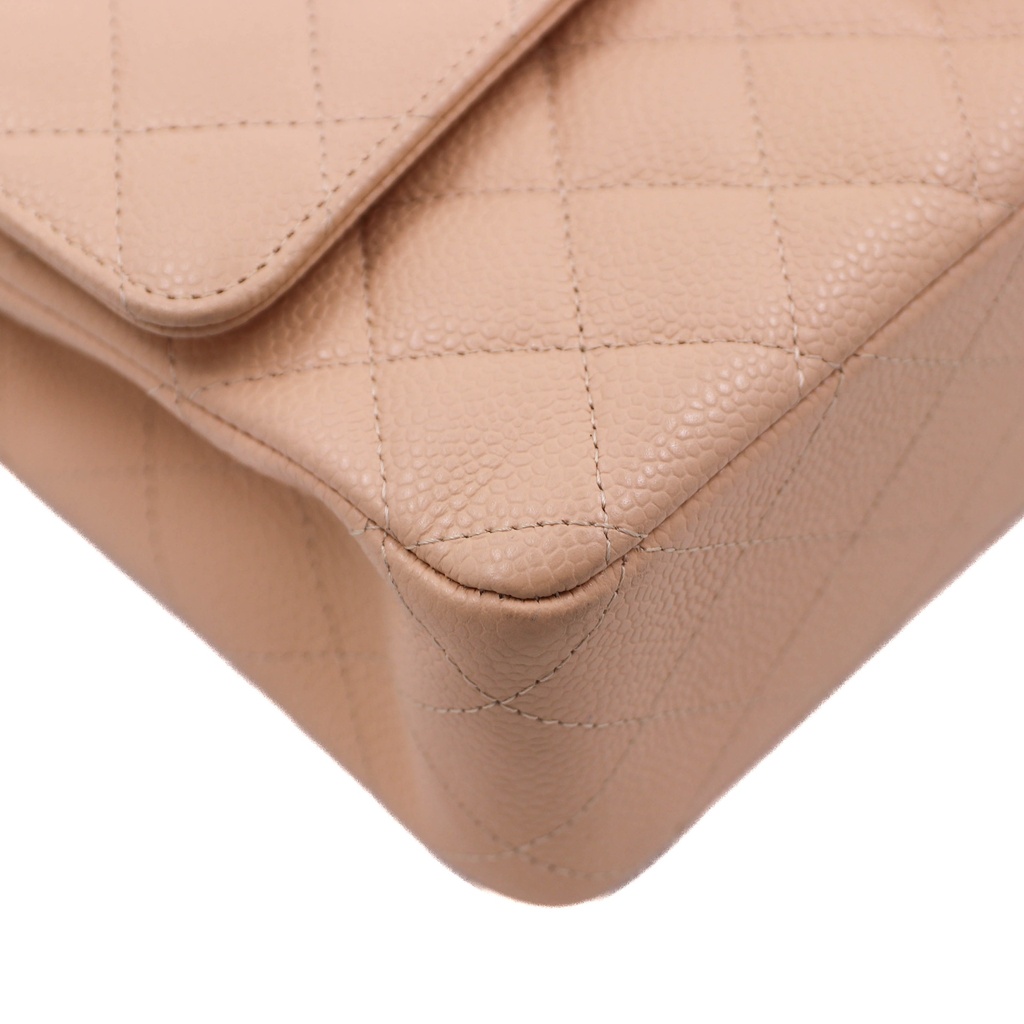 Chanel Classic Double Flap in Beige Caviar Leather