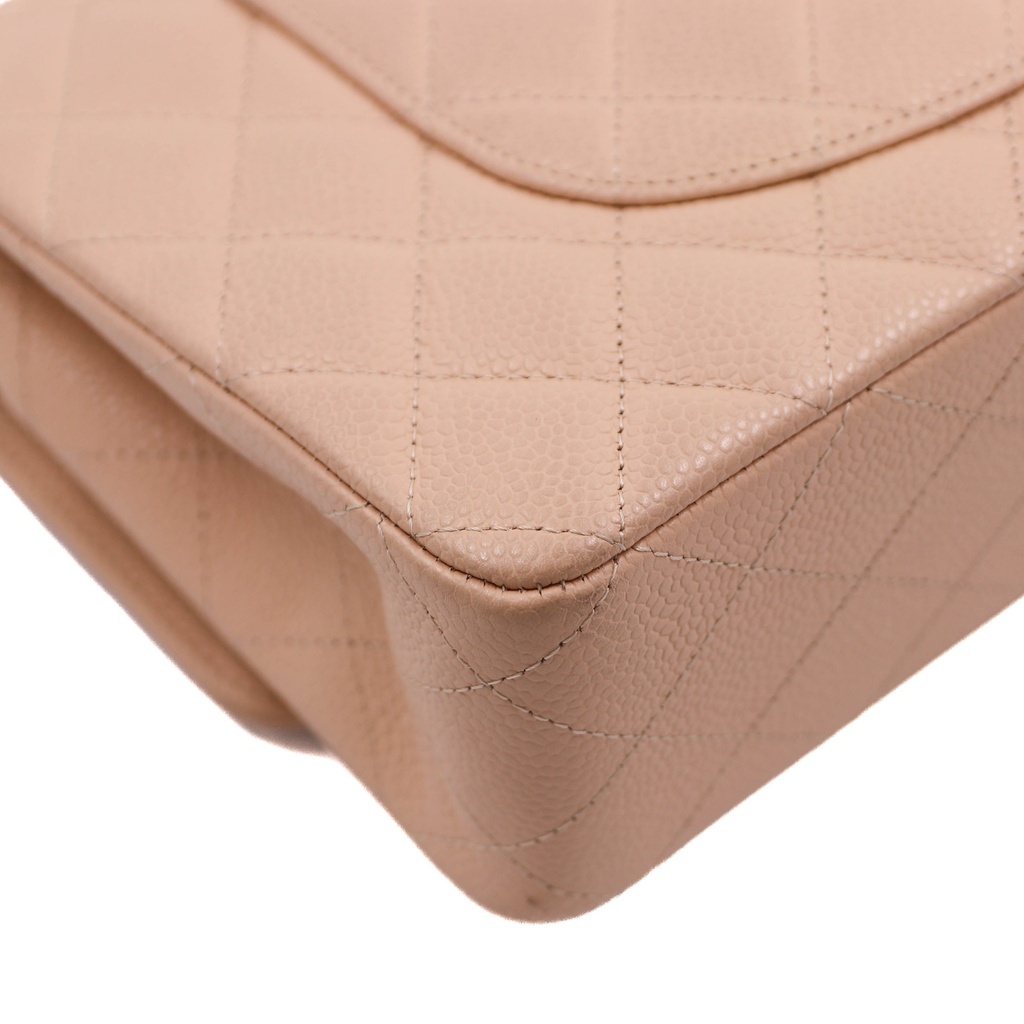 Chanel Classic Double Flap in Beige Caviar Leather