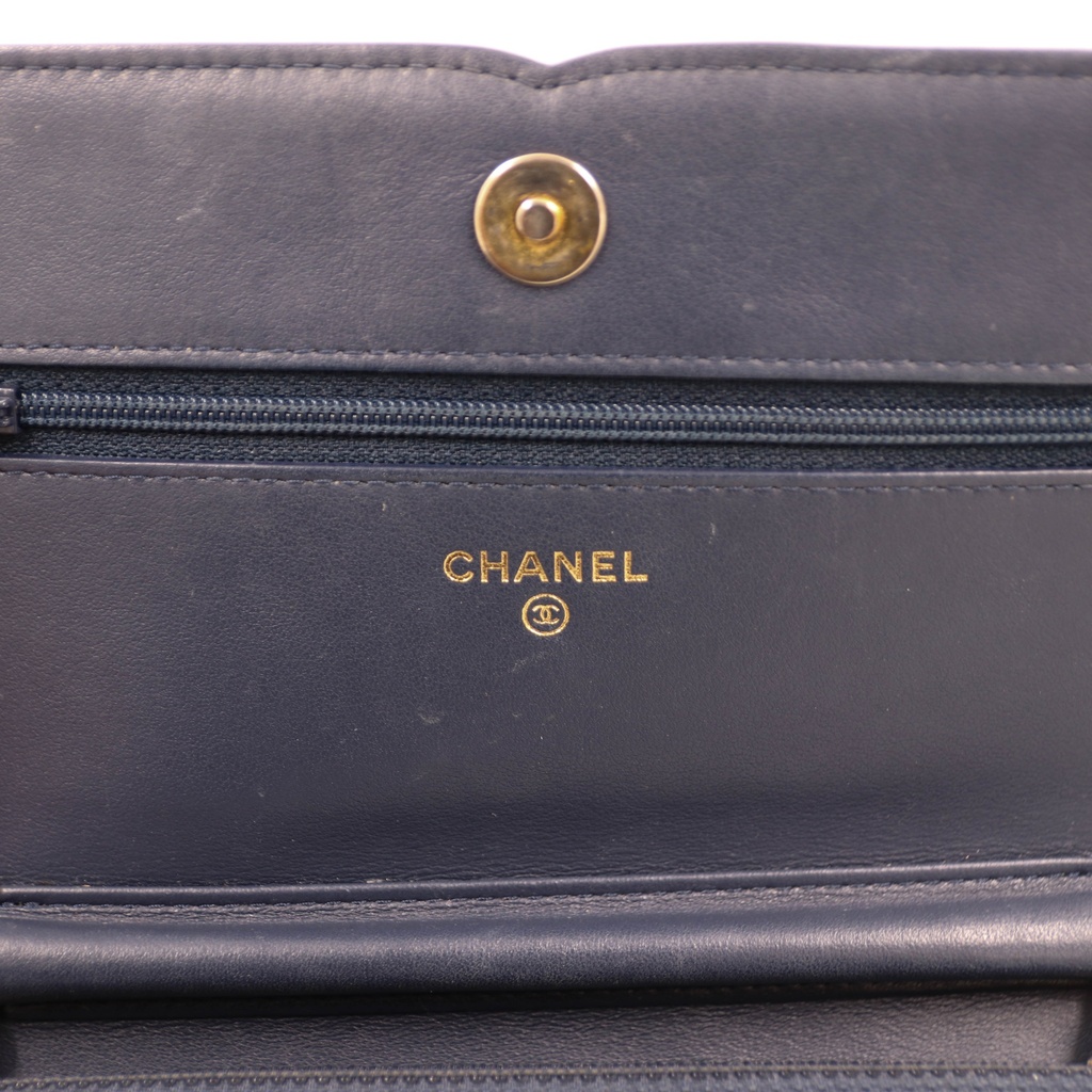 Chanel Caviar Filigree Flap Wallet on Chain 