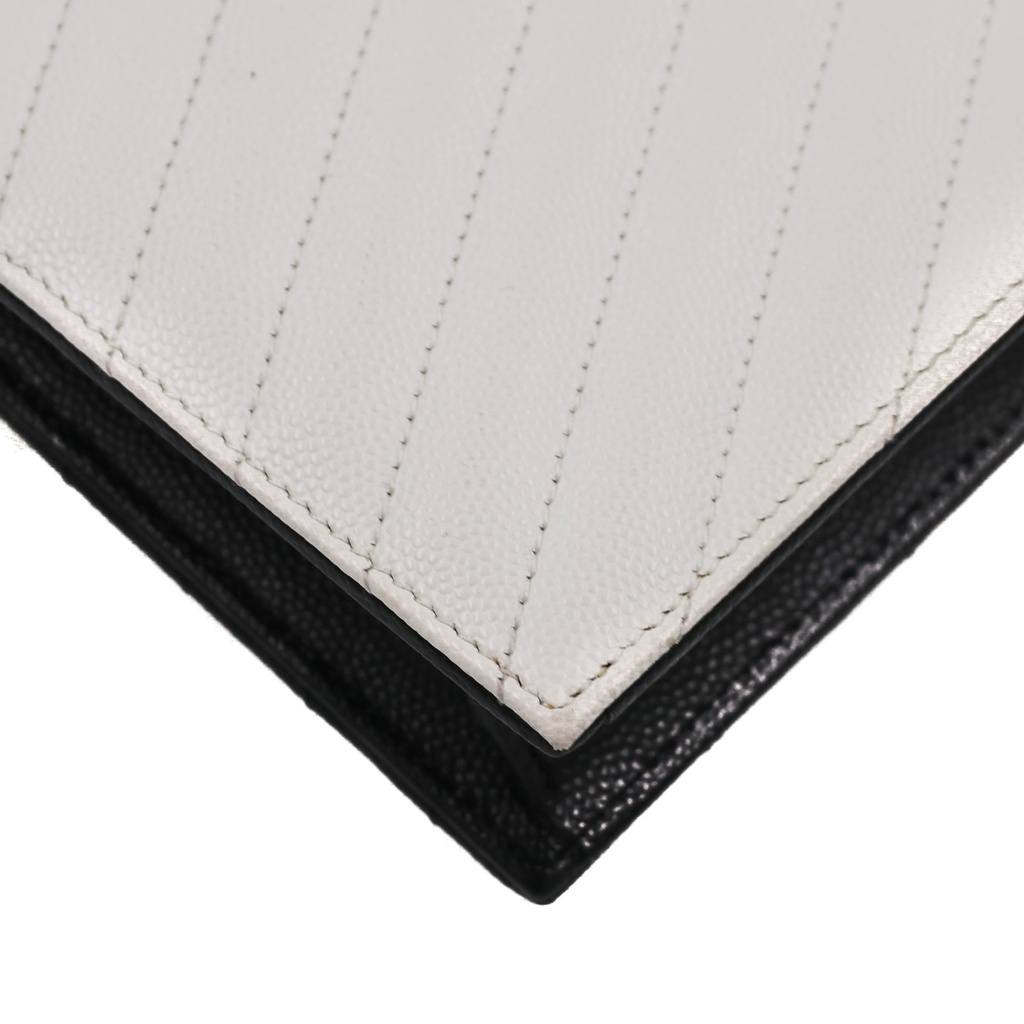 Yves Saint Laurent Black/White Chevron Leather Envelope Wallet on Chain