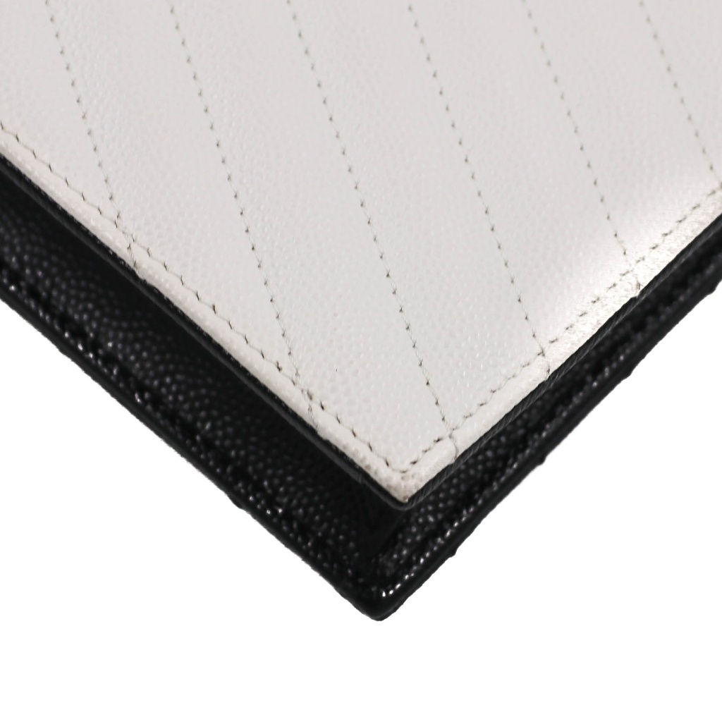 Yves Saint Laurent Black/White Chevron Leather Envelope Wallet on Chain