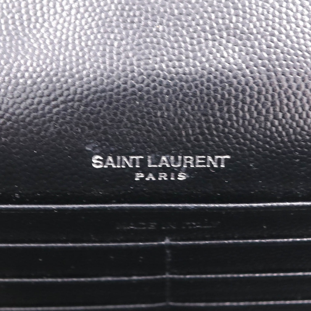 Yves Saint Laurent Black/White Chevron Leather Envelope Wallet on Chain