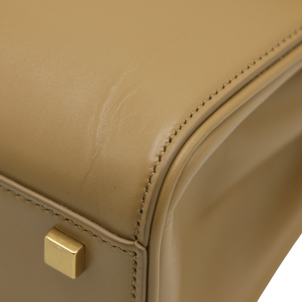 Yves Saint Laurent Saint Laurent Le Fermoir Small Calf Bag Leather Shoulder Bag in Beige