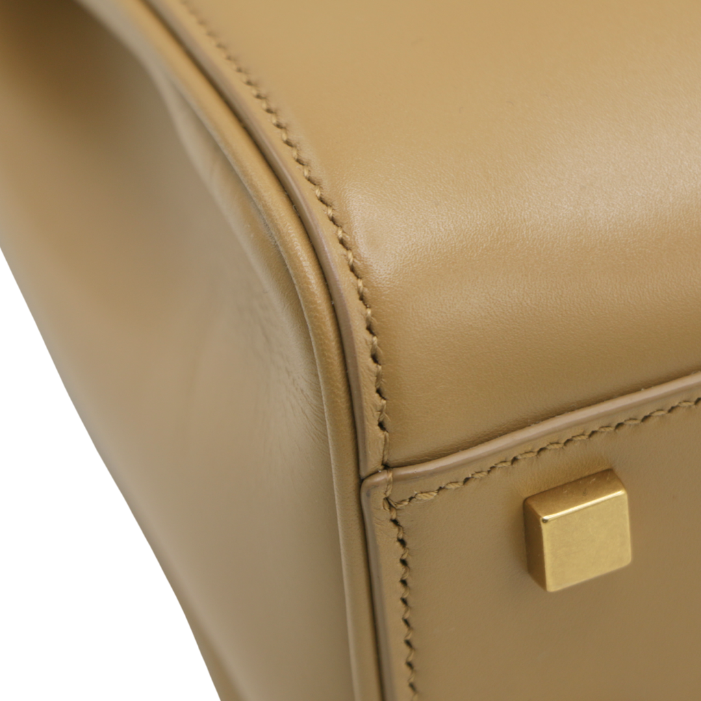 Yves Saint Laurent Saint Laurent Le Fermoir Small Calf Bag Leather Shoulder Bag in Beige