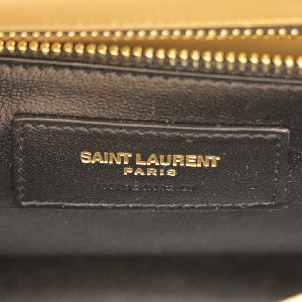 Yves Saint Laurent Saint Laurent Le Fermoir Small Calf Bag Leather Shoulder Bag in Beige