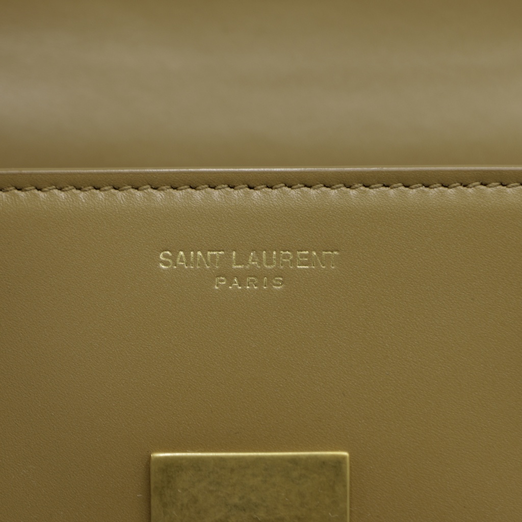 Yves Saint Laurent Saint Laurent Le Fermoir Small Calf Bag Leather Shoulder Bag in Beige