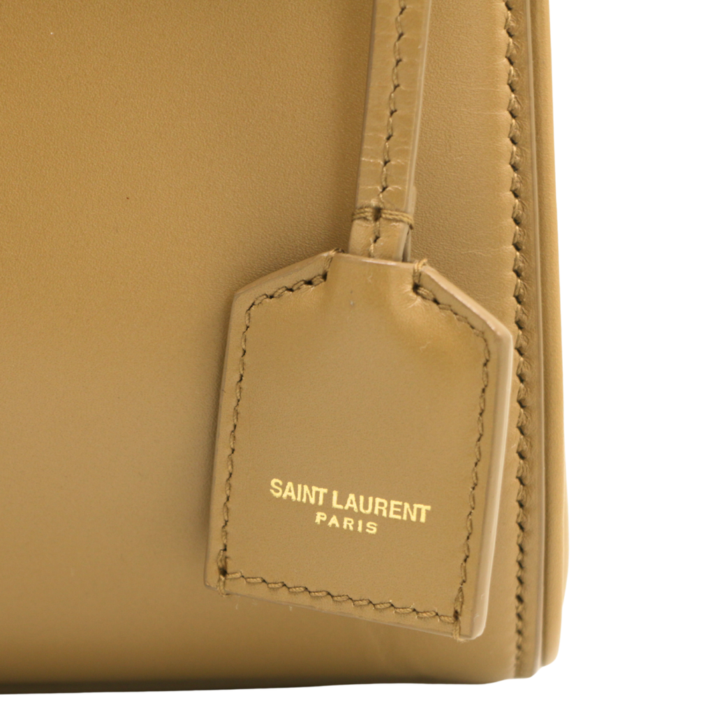 Yves Saint Laurent Saint Laurent Le Fermoir Small Calf Bag Leather Shoulder Bag in Beige