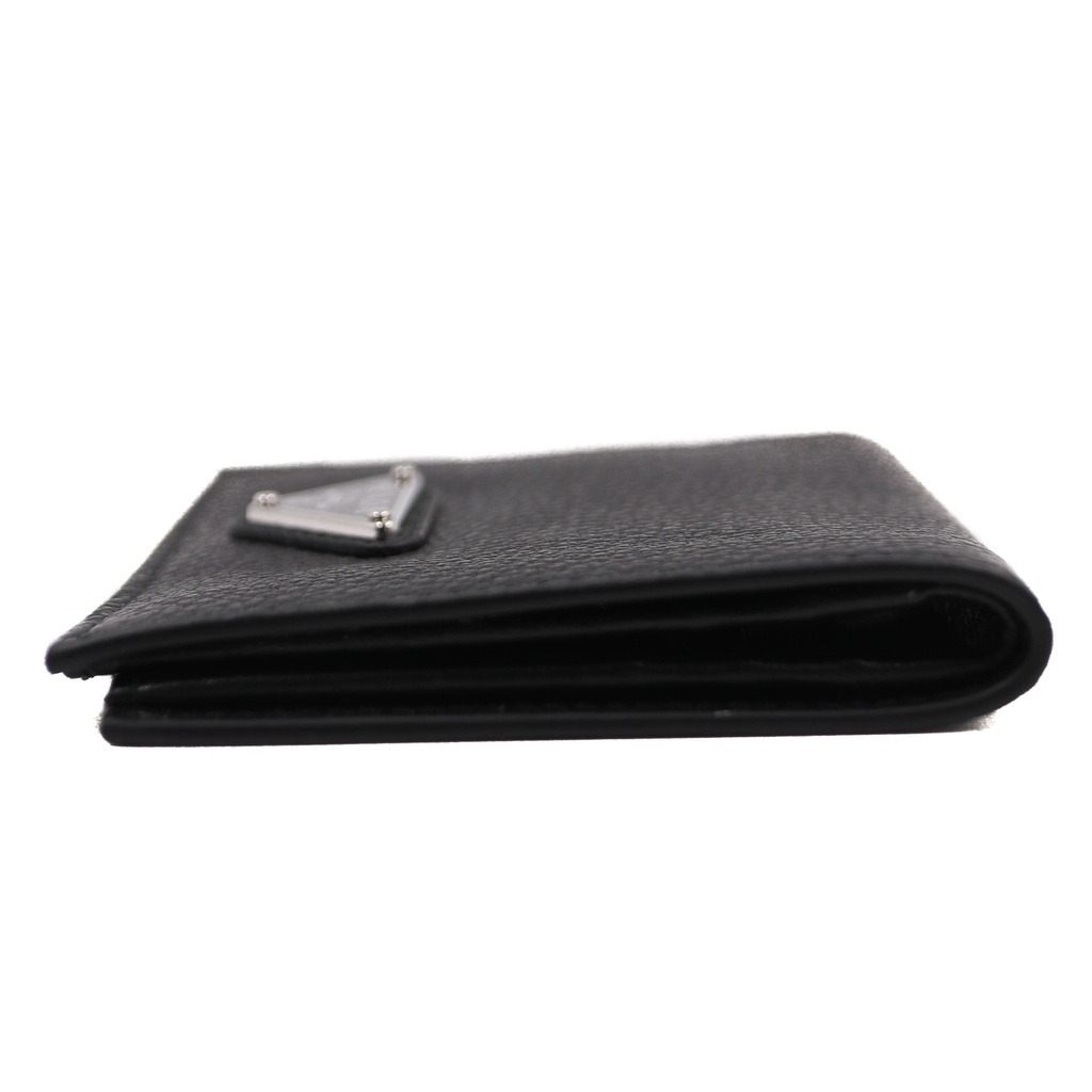 Prada Soft Leather Triangle Logo Cardholder Black