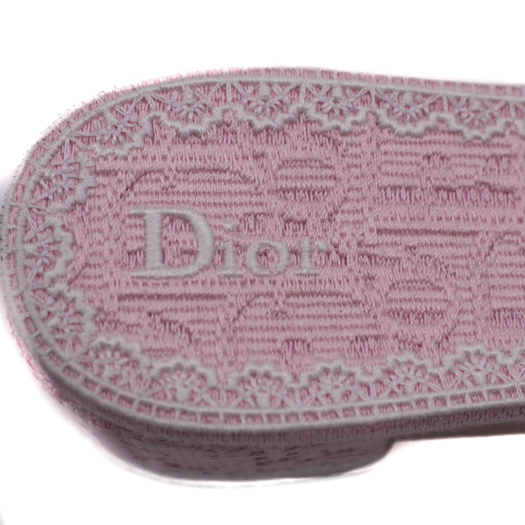 Christian Dior Dway Slide Pink Toile de Jouy Embroidered Cotton Size 37