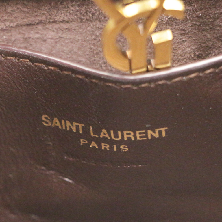 Yves Saint Laurent Mini Le 5 a 7  in Burgundy Patent Leather