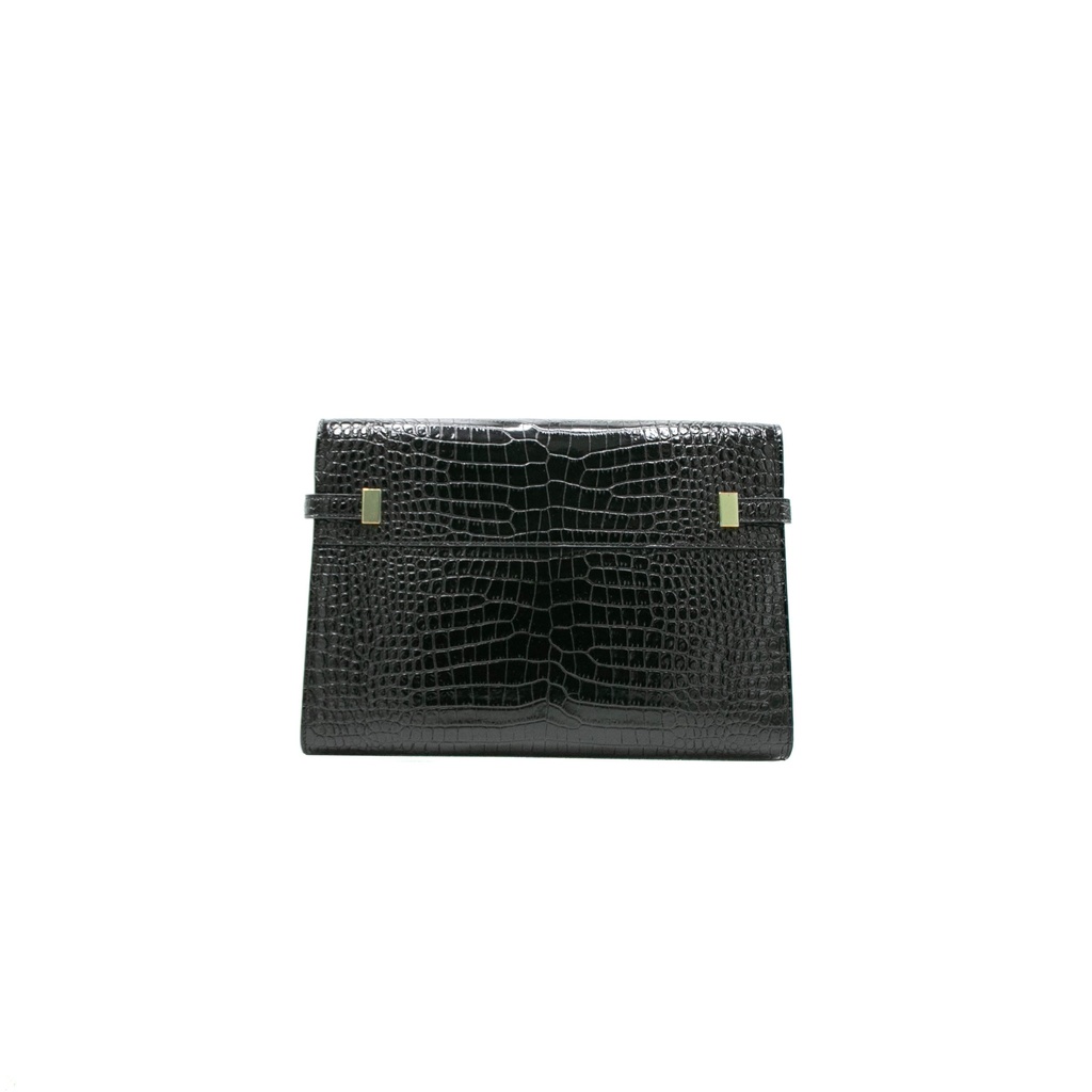 Saint Laurent Manhattan Embossed Shoulder Bag Black