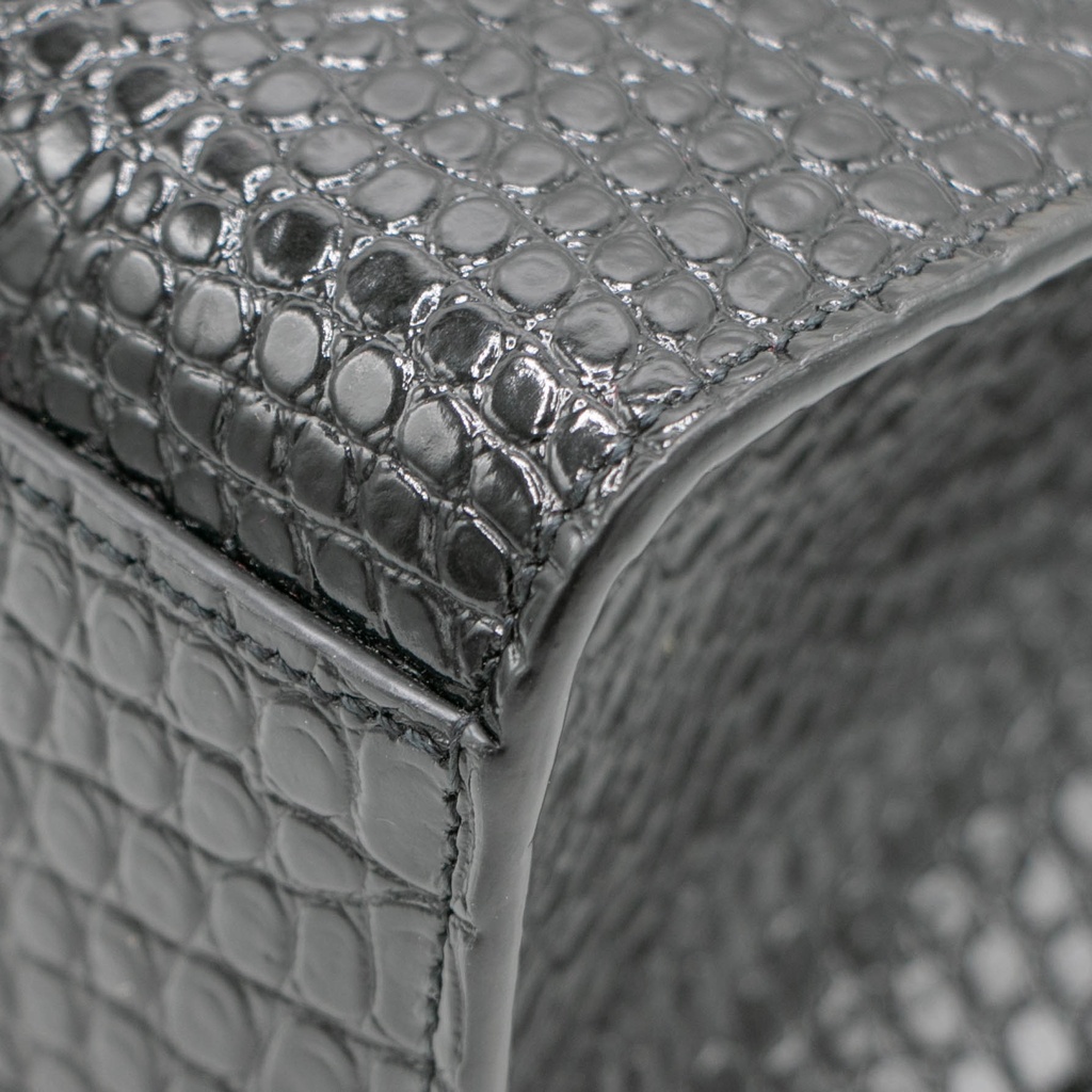 Saint Laurent Manhattan Embossed Shoulder Bag Black