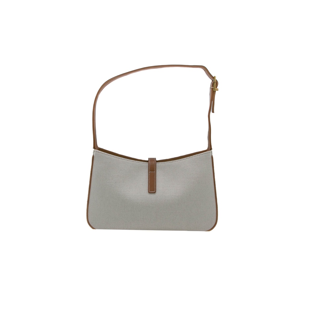 Saint Laurent Le 5 A 7 Hobo Canvas Bag Beige and Brown