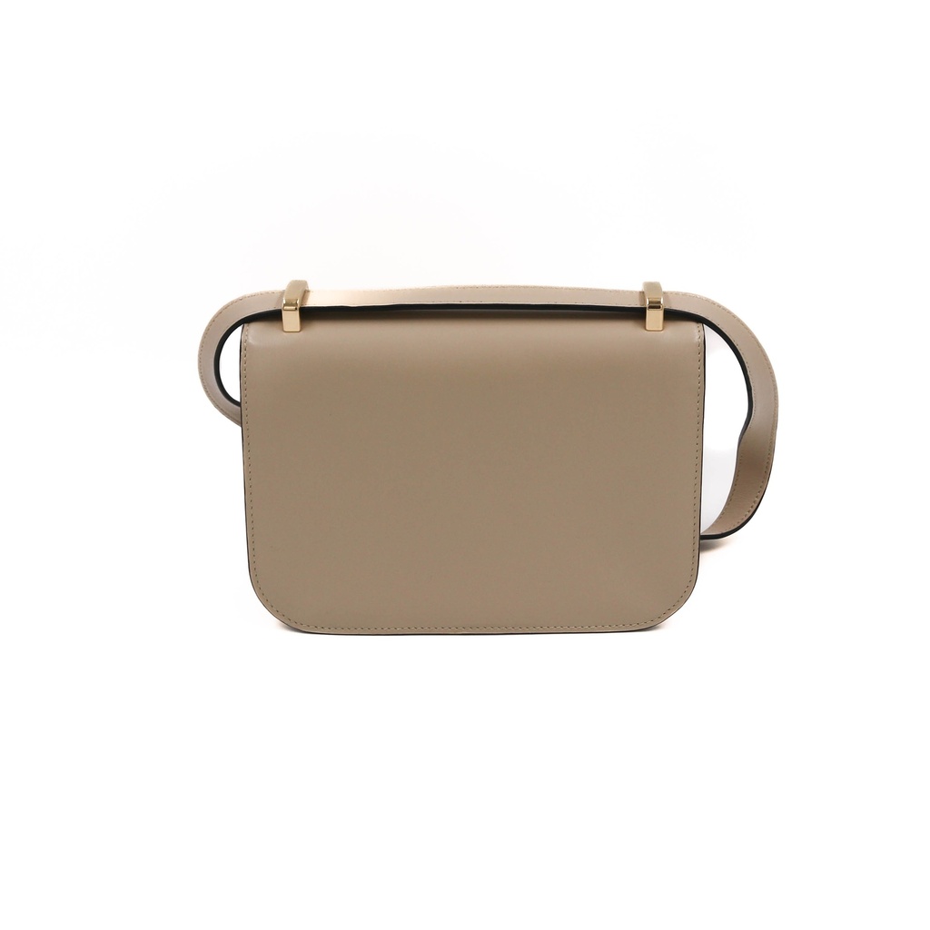 Prada Saffiano Leather Flap Shoulder Bag in Beige