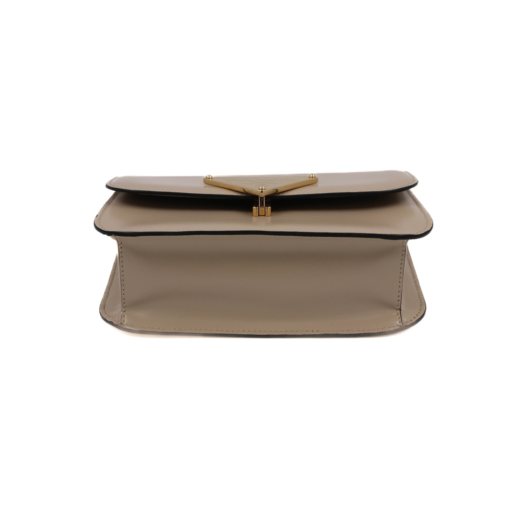 Prada Saffiano Leather Flap Shoulder Bag in Beige