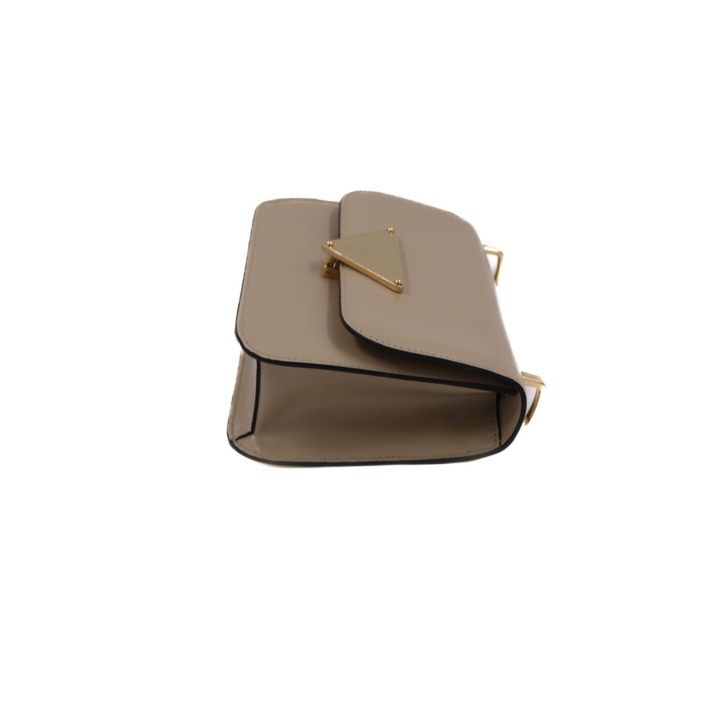 Prada Saffiano Leather Flap Shoulder Bag in Beige