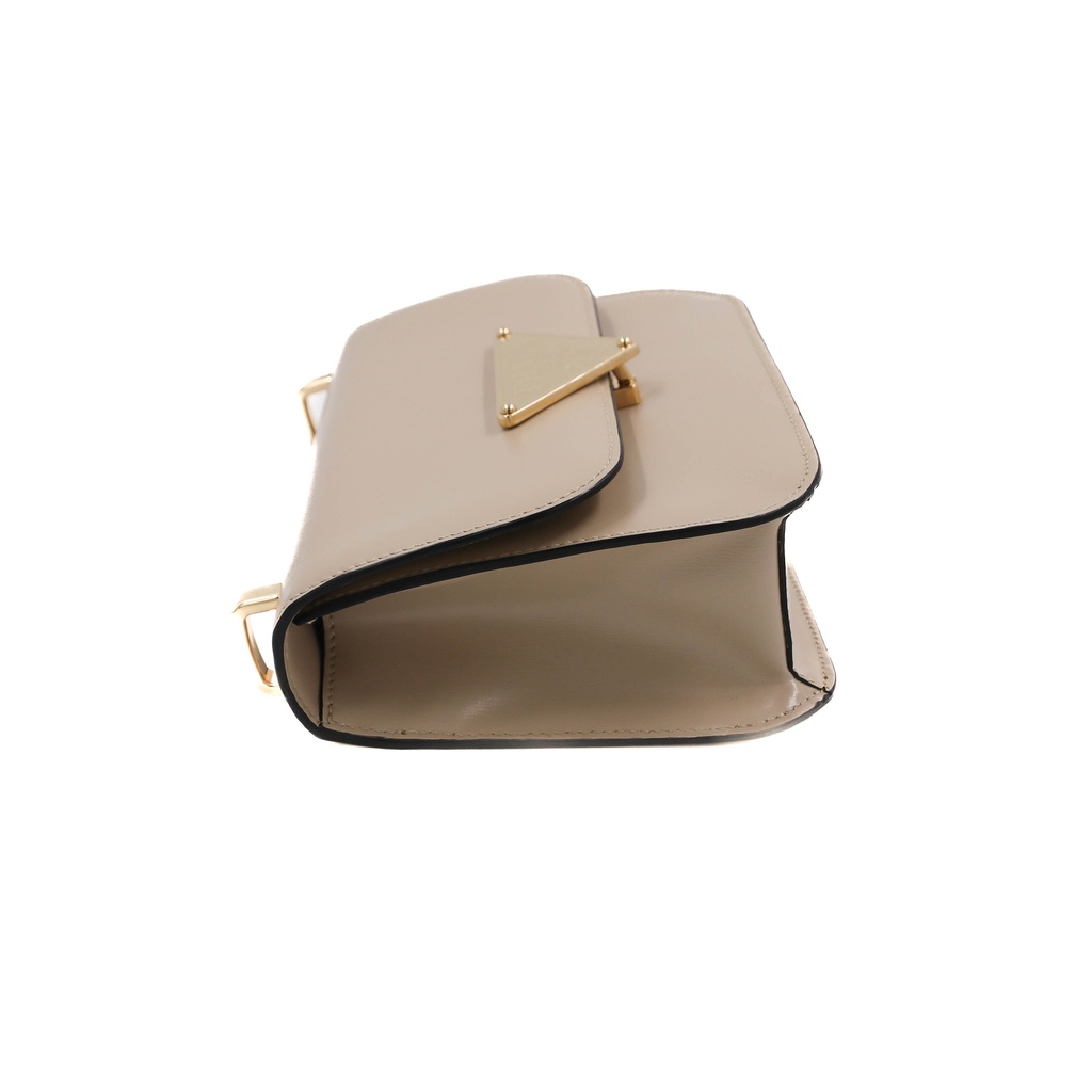 Prada Saffiano Leather Flap Shoulder Bag in Beige
