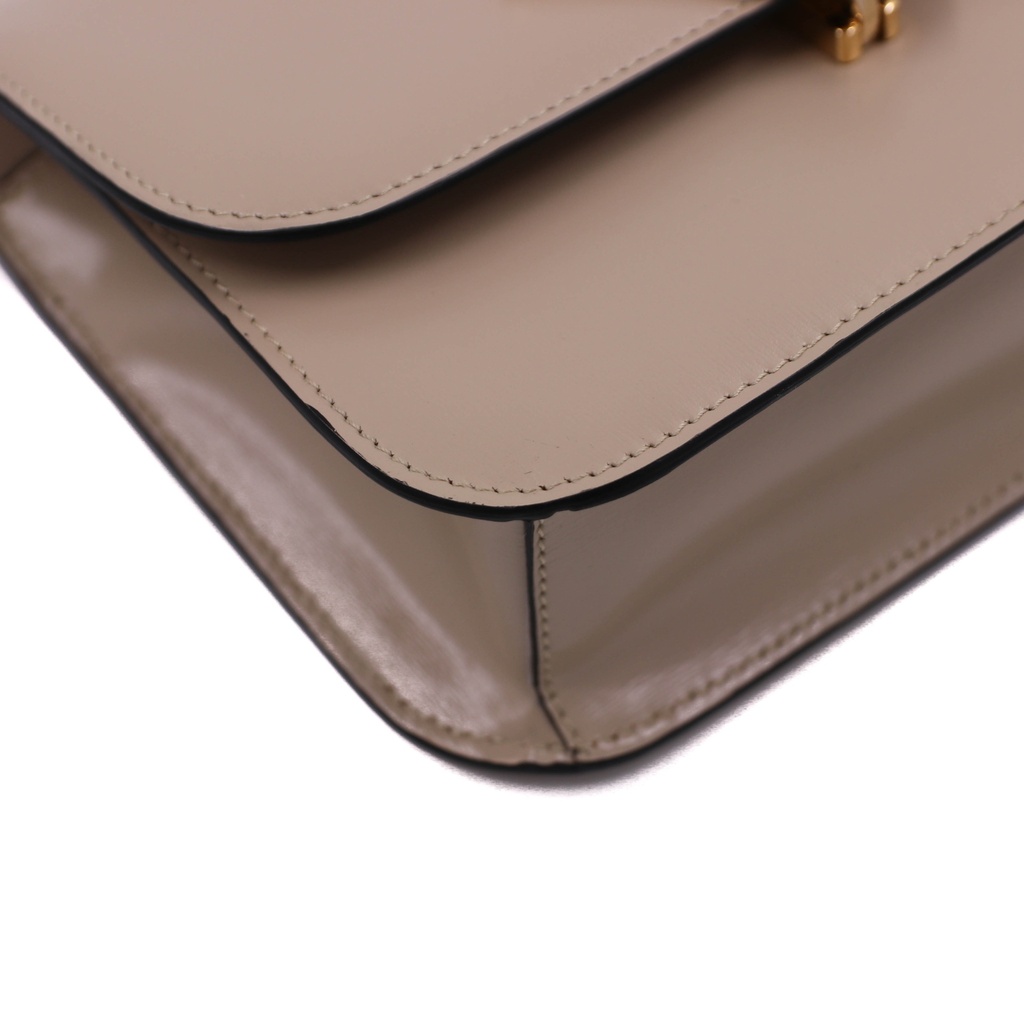 Prada Saffiano Leather Flap Shoulder Bag in Beige